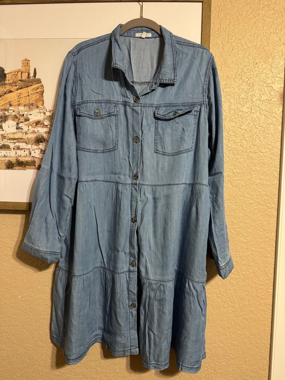 EUC Maurice’s Chambray Blue Long Sleeve Dress XXL
